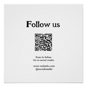 Póster Siga-nos nas redes sociais, digitalize o código QR