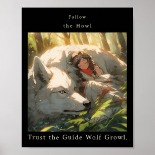 Poster Siga O Uivo, Confie No Guia Lobo Rosnar Lobo R
