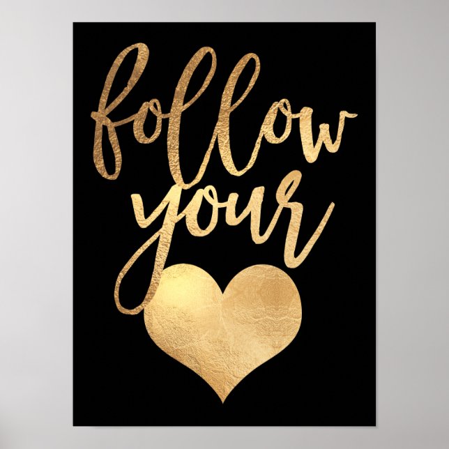 Póster Siga seu coração, Faux Gold Foil (Frente)