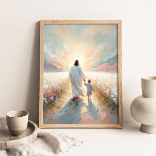 Poster Siga Sua Luz, Arte Cristã Moderna, Jesus Anda