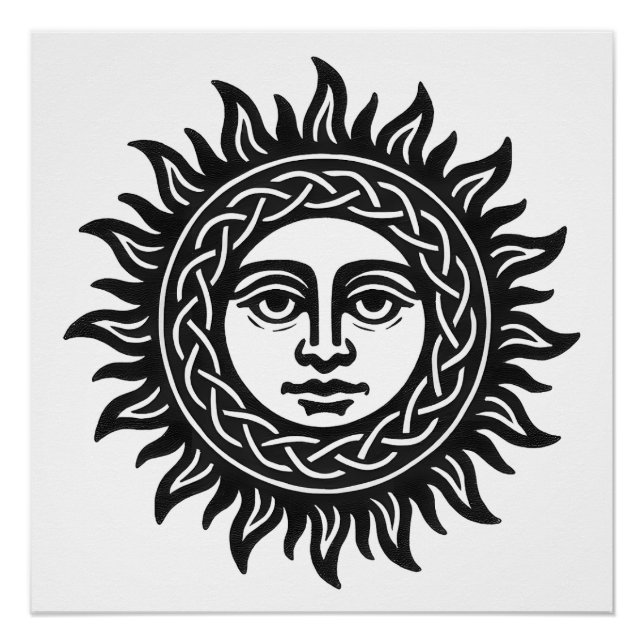 Póster Sigilo do Rosto Solar - Emblema do Sol Negro (Frente)