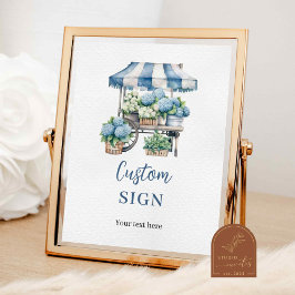 Poster SIgn Compro Personalizado do Flor de Hydrangea Azu