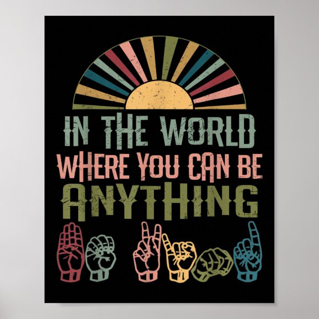 Poster Sign Language Deaf Awareness Kindness Asl Language (Frente)