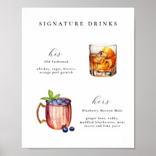 Poster Signature Bebe Bar Cocktail de Casamento
