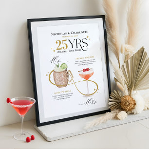 Poster Signature Bebe Casamento Aniversário Menu Cocktail
