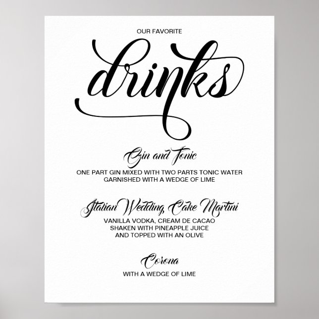 Poster Signature Bebe Cocktails Sinal de Casamento - Pret (Frente)