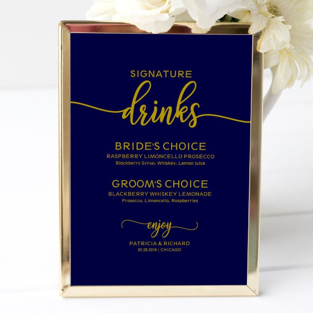 Poster Signature Bebe Elegante Dourado marinho Sinal Azul (Criador carregado)