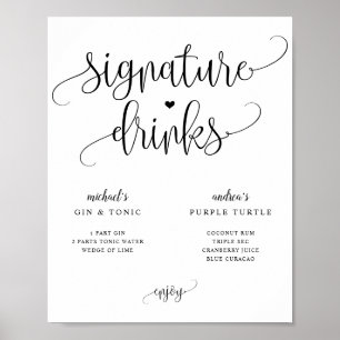 Poster Signature Bebe Sinal de Casamento Caligrafia Russa