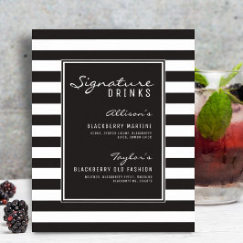 Poster Signature Black & White Stripe Bebe Bar de Casamen