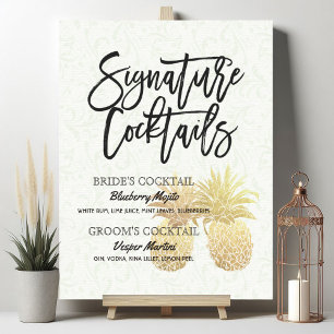 Póster Signature Cocktail Drink Menu Casamento Decor Sina