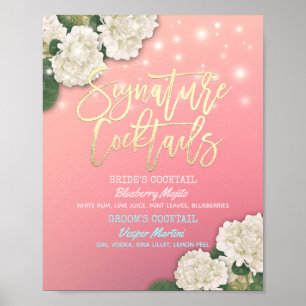 Poster Signature Cocktail Drink Menu Hydrangeas
