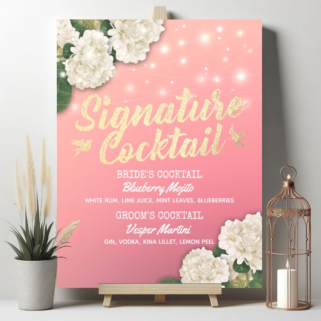 Poster Signature Cocktail Drink Menu Hydrangeas (Criador carregado)