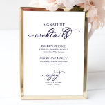 Poster Signature Cocktails Chic Marinho Blue Script<br><div class="desc">Signature Cocktails Chic Marinho Poster de Script Azul</div>
