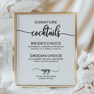 Poster Signature Cocktails Elegant Script Wedding Sign