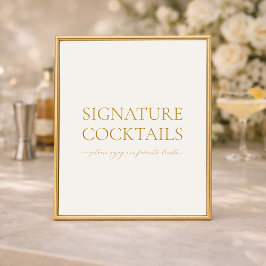 Poster Signature Cocktails Elegant Wedding Bar Sign