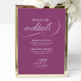 Poster Signature Cocktails Rosa Cassis Sinal de Casamento