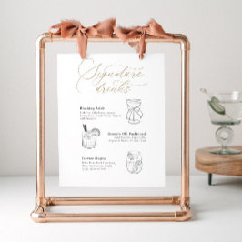 Poster Signature Cocktails Sign with Drink Illustrations