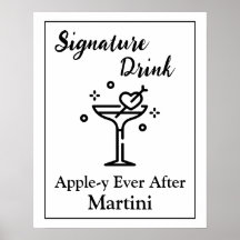 Signature Drink Sign for Weding Bar Martini