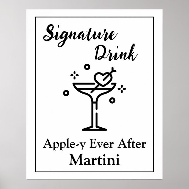 Poster Signature Drink Sign for Weding Bar Martini (Frente)