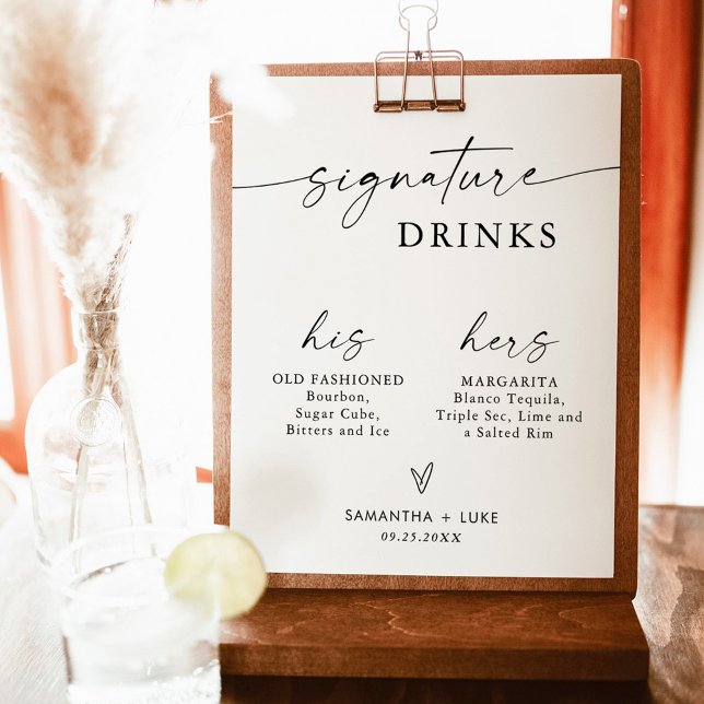 Poster Signature Drink Sign | Sinal de Bar moderno (Criador carregado)