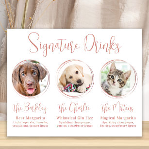 Poster Signature Drinks Rose Gold 3 Photo Pet Wedding 
