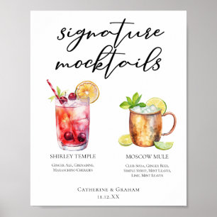 Poster Signature Mocktails Summer Drinks Menu Casamento