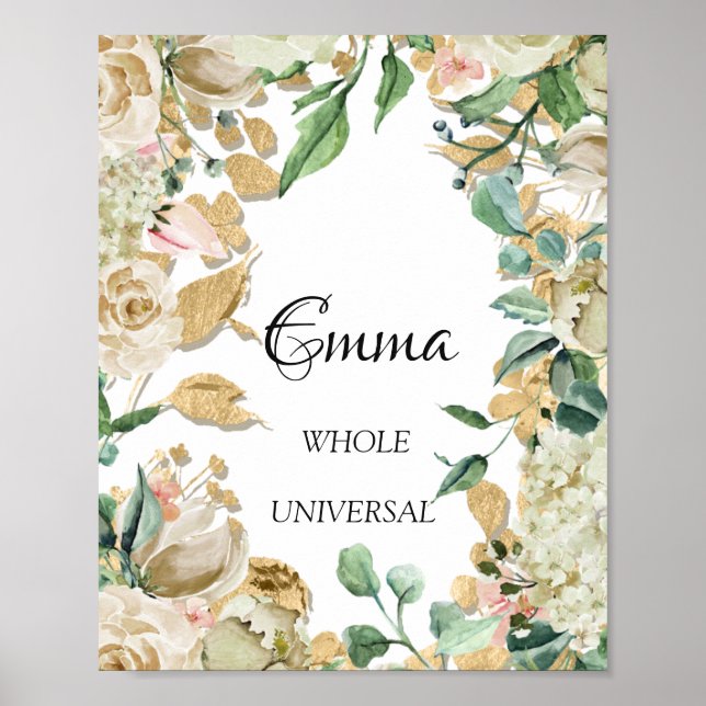 Poster Significado do Nome Emma Presente Floral de Hortel (Frente)