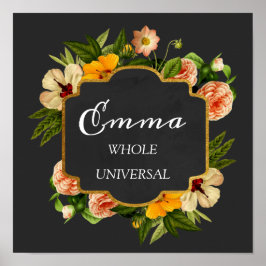 Poster Significado do Nome Emma Rosas Reais Quadro Presen