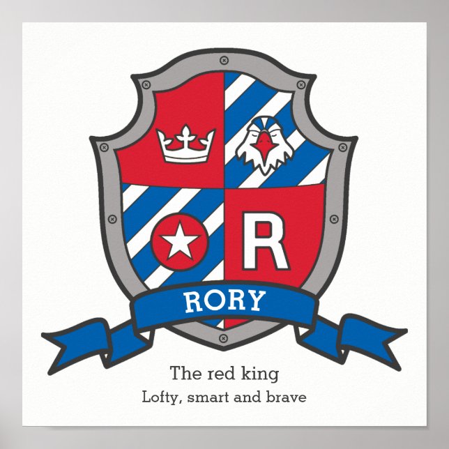 Poster Significado do nome masculino Rory cartaz de brasã (Frente)