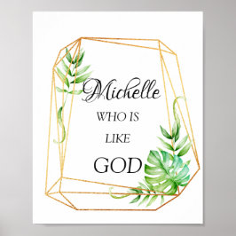 Poster Significado do Nome Michelle Florais Quadro Tropic