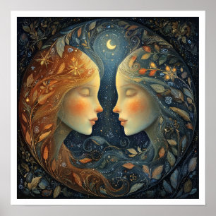 Poster Signo Astrológico Gêmeos Astronomia Celestial
