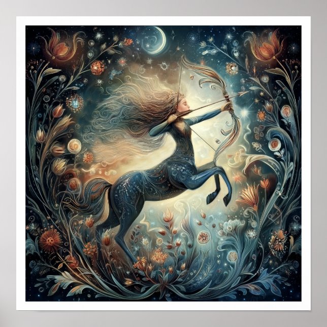 Poster Signo de Sagitário Astrologia Celestial (Frente)
