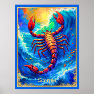 Poster Signo do Zodíaco Escorpião Emergindo de Águas Prof