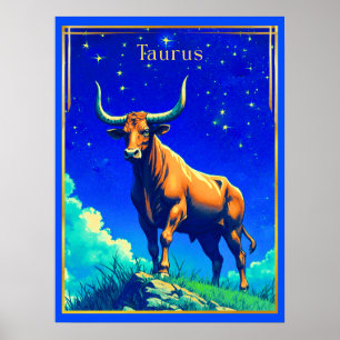 Poster Signo do Zodíaco Touro Enraizado na Terra e no Céu