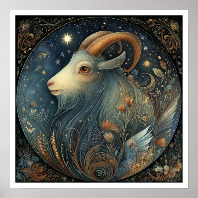 Poster Signo Zodiacal Capricórnio Astrologia Celestial (Frente)