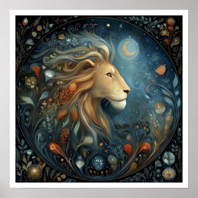 Poster Signo Zodiacal de Leão Astrologia Celestial (Frente)