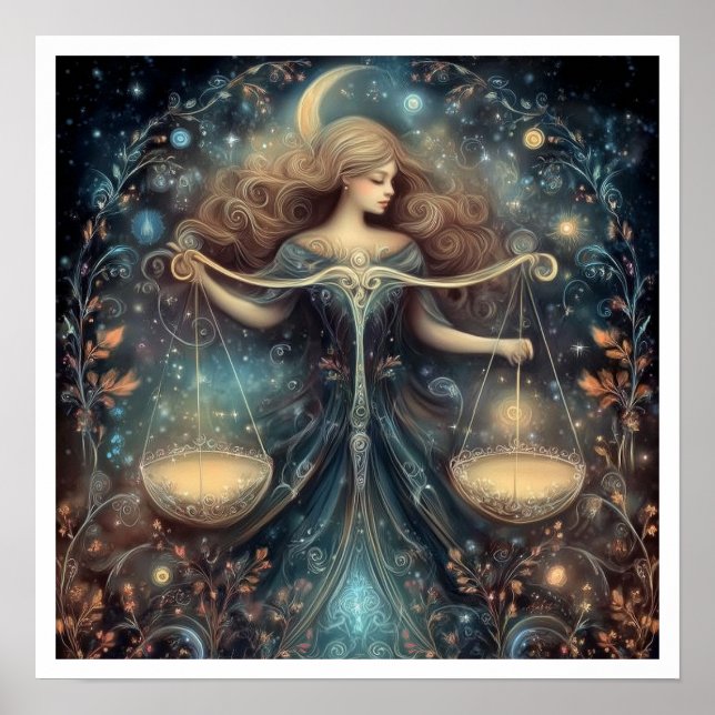 Poster Signo Zodiacal de Libra Astrologia Celestial (Frente)