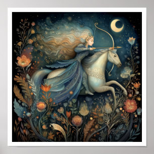 Poster Signo Zodiacal de Sagitário Astrologia Celestial