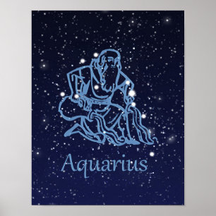 Póster Signo Zodiacal e Constelação de Aquário