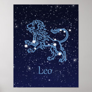 Poster Signo Zodiacal e Constelação de Leão