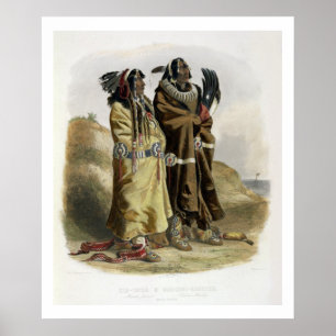Póster Sih-Chida e Mahchsi-Karehde, indianos de Mandan,