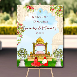 Poster Sikh casal sinal de boas-vindas Anand Karaj
