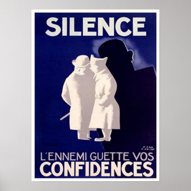 Poster Silence L'ennemi Guette Vos Confidencia a Guerra F (Frente)