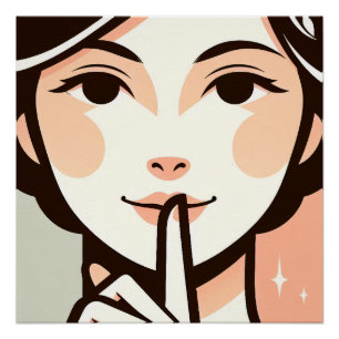 Póster Silêncio Elegante - Ilustração Mundialista da Mulh