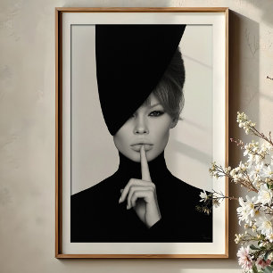 Poster Silêncio Elegante: Retrato Dramático Bardot Fashio