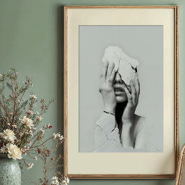 Poster Silêncio Fragmentado - Retrato Surreal Cracking