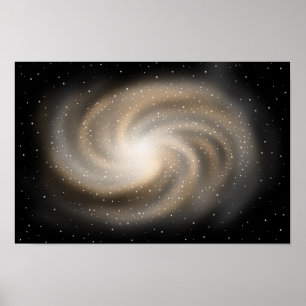 Poster Silêncio infinito. Galáxia dourada pairando no esp