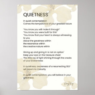 Poster Silêncio Poema de Palavras Escrito Inspiracional
