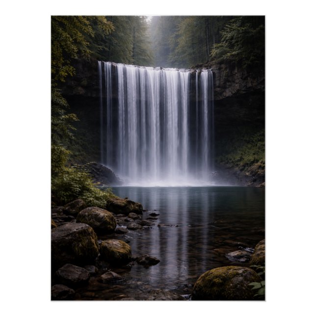 Póster Silent Forest Waterfall – Calm Nature Landscape (Frente)