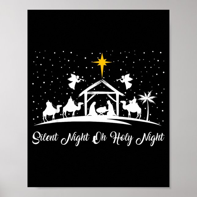 Poster Silent Night Holy Night Nativity Scene Christian C (Frente)